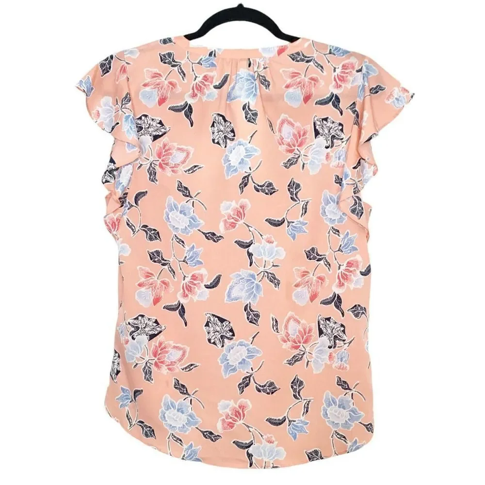 Joie Women’s Crisbell Persimmons Floral Print Flutter Sleeve Blouse NWT Small - Picture 4 of 7